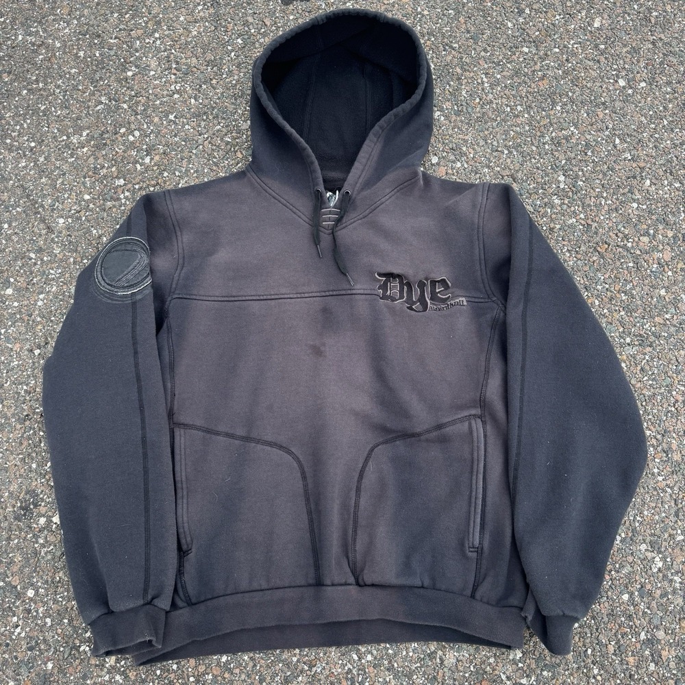 Vintage Dye Paintball Hoodie Jacket Black Size XL Black Faded Sweatshirt